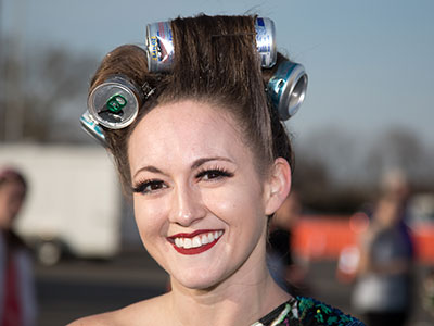 Her hairstyle is recyclable.