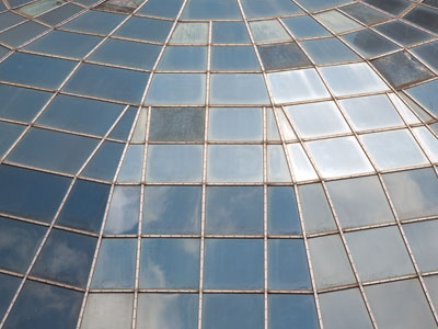 High above the downtown Dayton Arcade.