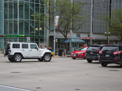 Normal traffic behavior is suspended at this intersection (see November 3, 2017).  I have to cross it twice a day.