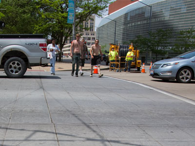 It`s dangerous to cross the street in downtown Dayton.