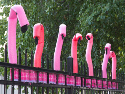 Parking lot decorations.