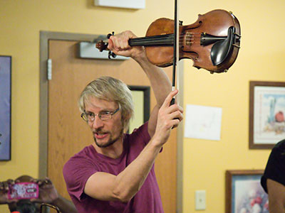 Kyle played a blazing version of `The Devil Went Down to Georgia.`