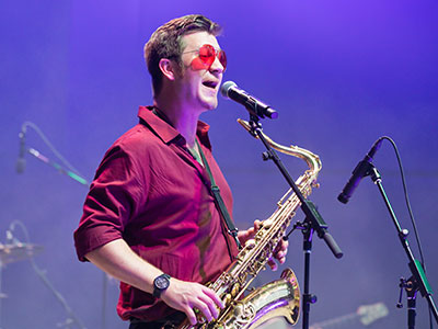 Somebody who plays saxophone like he does can wear any color glasses he wants.