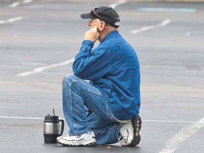 Parking lot reflections.