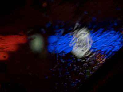 Taking the long way home on a rainy night.