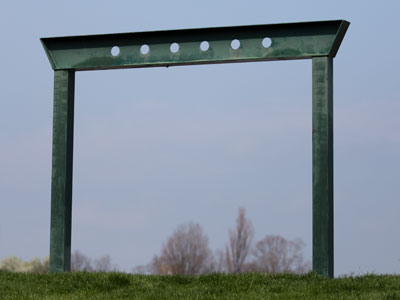 The swinging benches have been removed to prevent people from getting close (see August 11, 2017, and June 9, 2010).