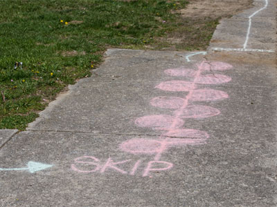 The entire sidewalk was marked with activity instructions (which I did not follow).