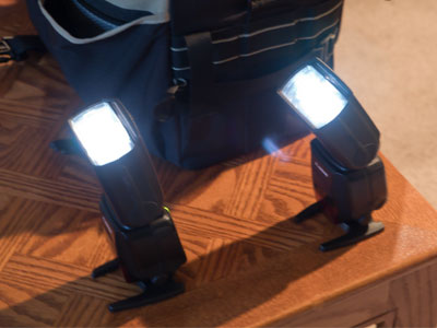 Firing up the flashes to see if they still work.