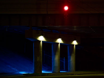 Red, white and blue.