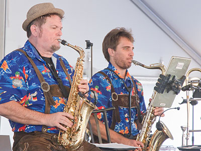 At Germanfest, a polka band plays for Sunday Mass.