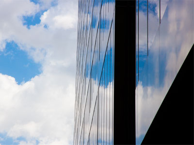 Reflections on downtown Dayton.