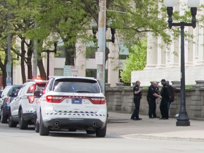 Dayton Police practice their deescalation technique.