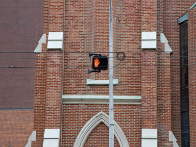 And now note this crosswalk signal, about 30 feet off the ground.  I can see it from the second floor window.