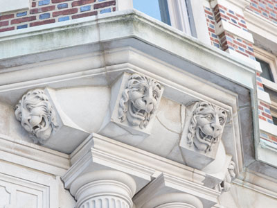 The sidewalk in front of the Dayton Arcade has been blocked for years due to construction, but now the fences are down and I got close enough to shoot this.