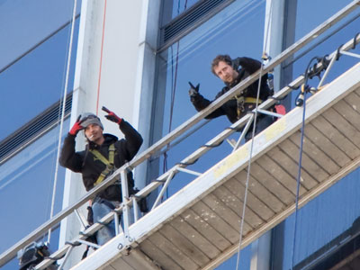 Goofing around for the camera 20 stories up.