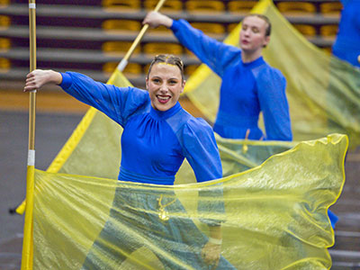 As Vandalia High School performed in Vandalia, the color guard grandpa next to me said, `They came a long way.` [See March 9 above]