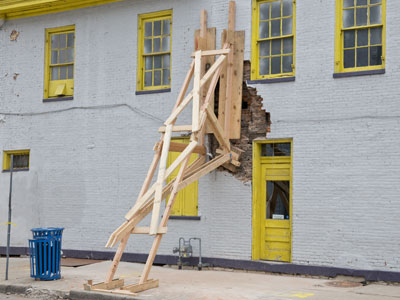 Here`s what the firefighters constructed in a big hurry yesterday (see March 24 above).