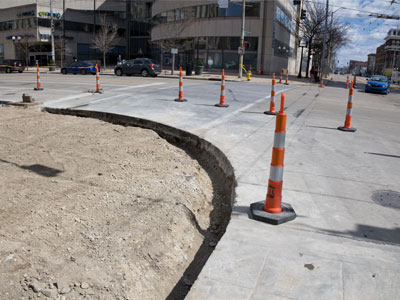 Every street corner is being torn up simultaneously.