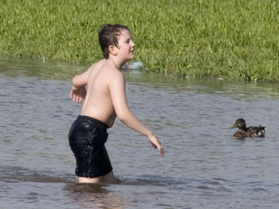 I heard his mother yelling at him from 50 yards away.