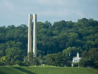 A Dayton landmark seen from a distance -- a stop light.