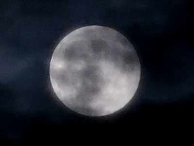 Supermoon on a cloudy night.