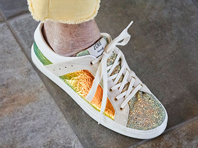 The shoes say it all:  Love Yourself.