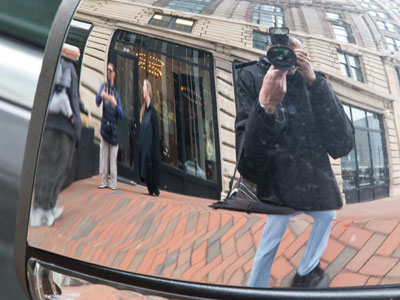 My fellow photographers chatted (left) as I indulged my narcissism.