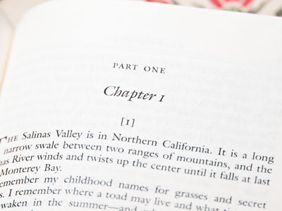 Nothing happens in Chapter 1 of East of Eden, but I love Steinbeck`s tribute to the land.